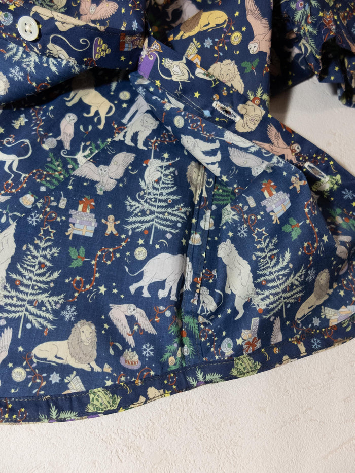 Mandarin Collar Liberty London Fabric Short Sleeve Boy Shirt: Button Up, Botanical Floral Print