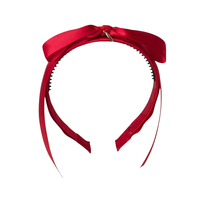 Mathilde Satin Bow Headband - Red