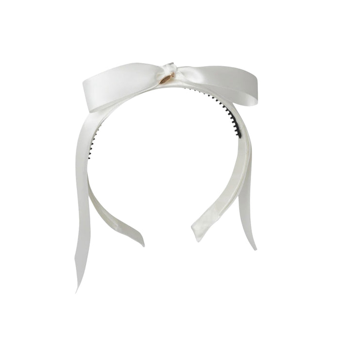 Mathilde Satin Bow Headband - White