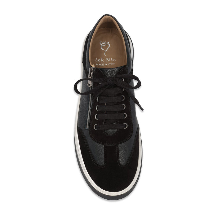Samson: Black Leather & Suede | Men's Trainers for Plantar Fasciitis Shoes Sole Bliss