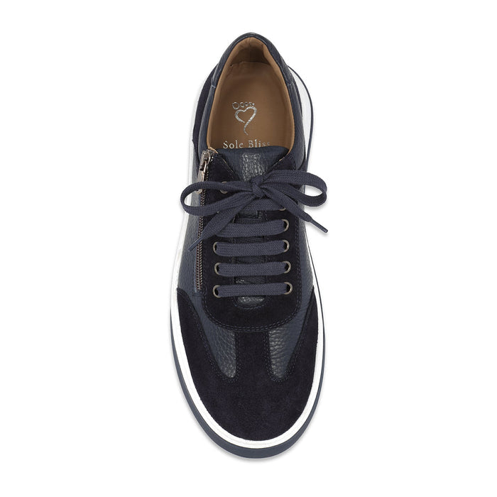 Samson: Navy Leather & Suede | Men's Trainers for Plantar Fasciitis Shoes Sole Bliss