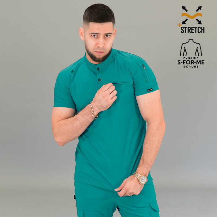 Men's teal blue scrub top 901 athletic slim fit super stretch S-FOR-ME