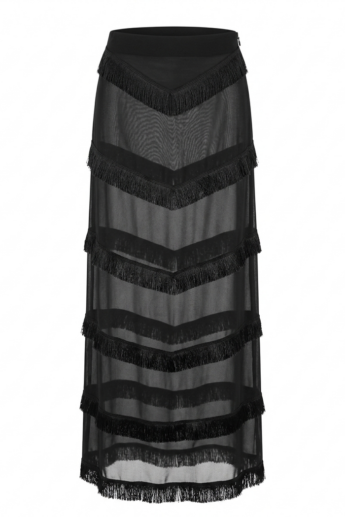 Midnight Mirage Fringe Skirt