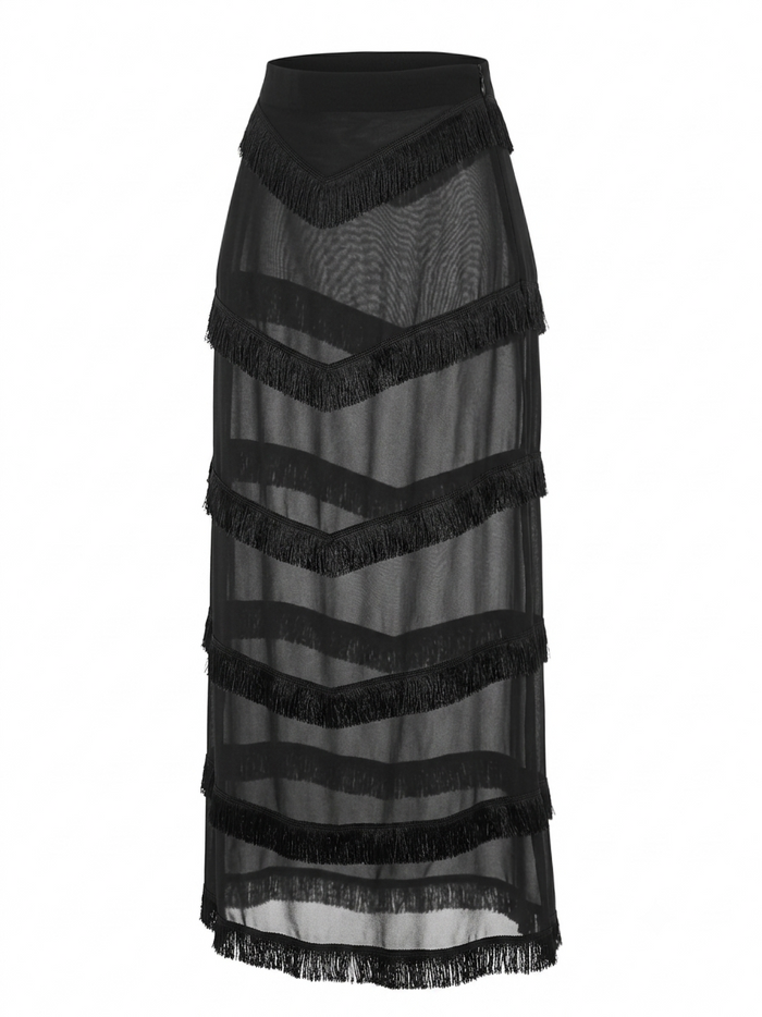 Midnight Mirage Fringe Skirt