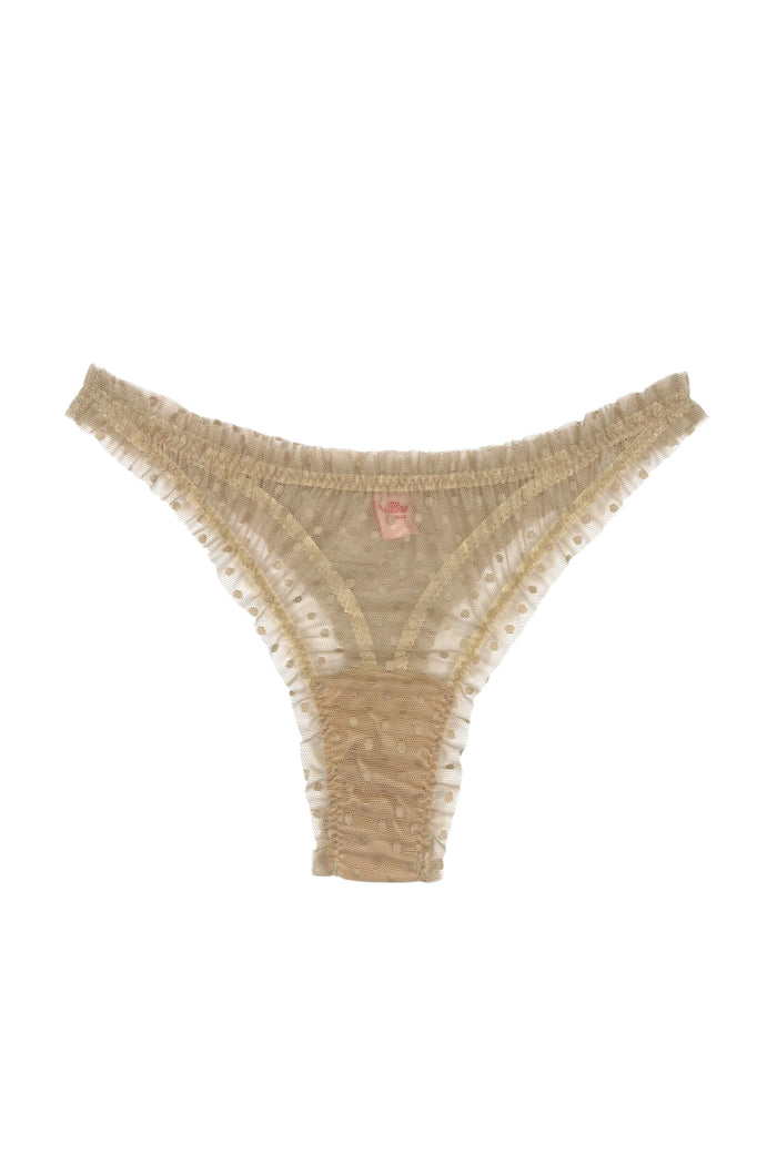 Mimi Beige dots high waisted thongs - yesUndress