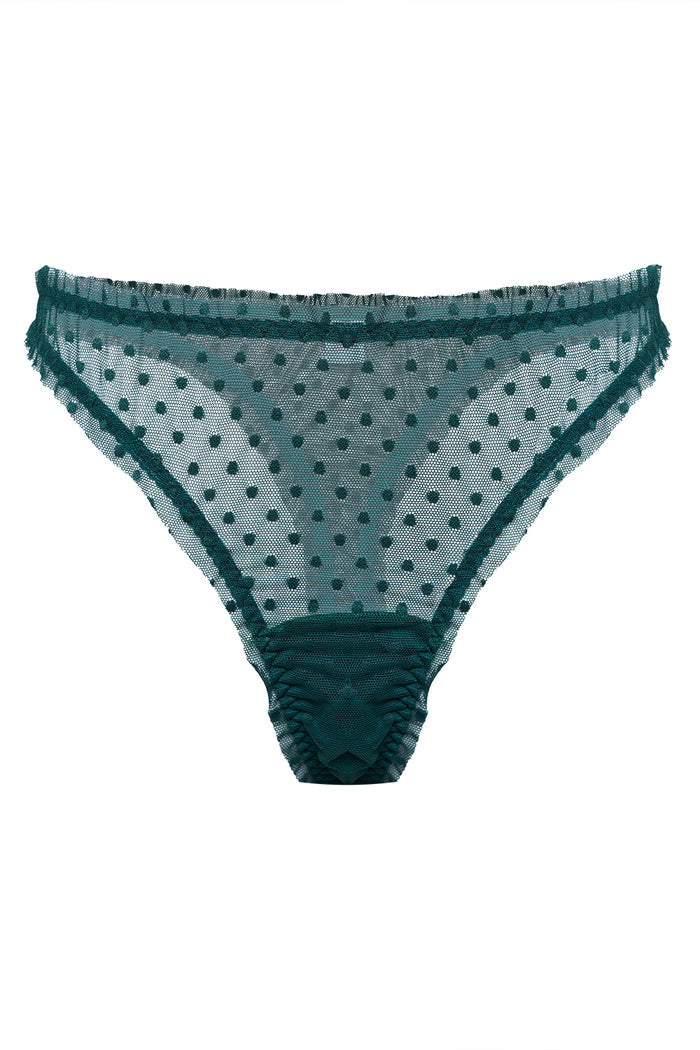 Mimi Emerald dots high waisted thongs