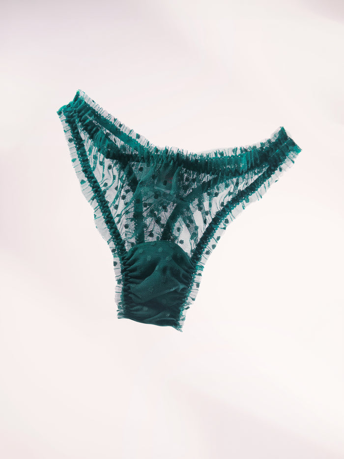 Mimi Emerald dots high waisted thongs