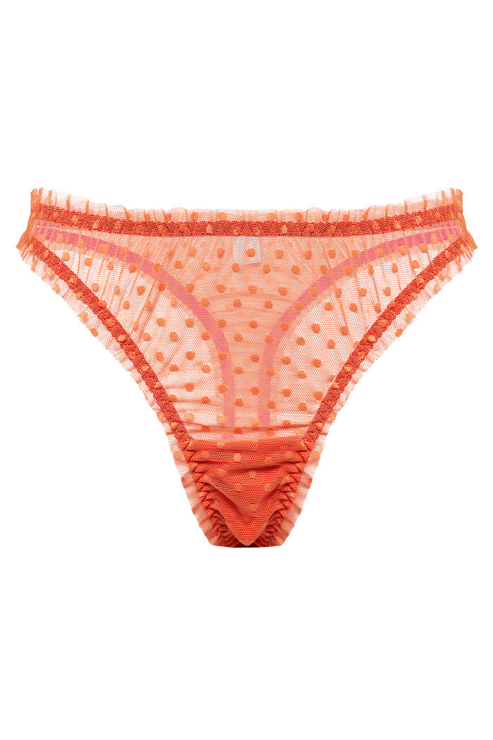 Mimi Orange dots high waisted thongs