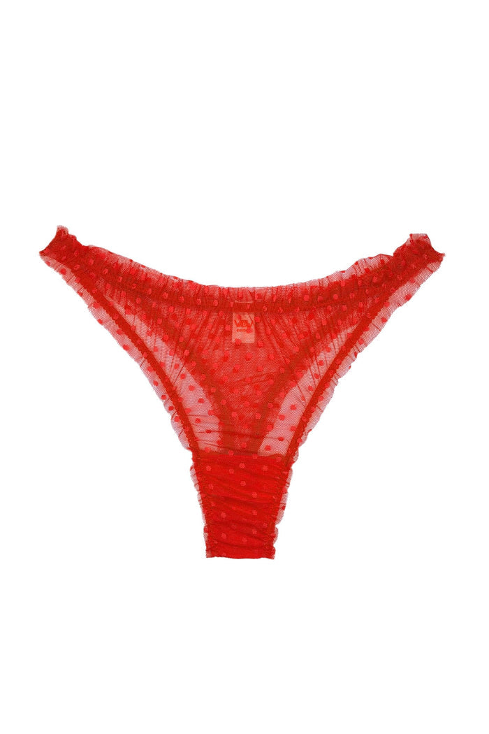 Mimi Tangerine dots high waisted thongs - yesUndress