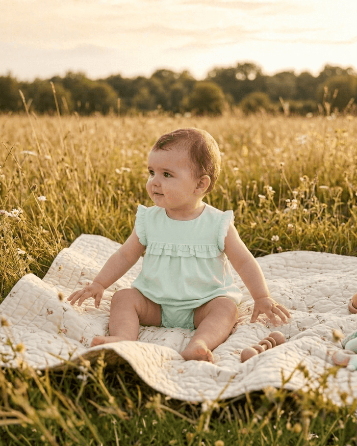 Mint Green Ruffle Jumper Romper - Lil Cactus