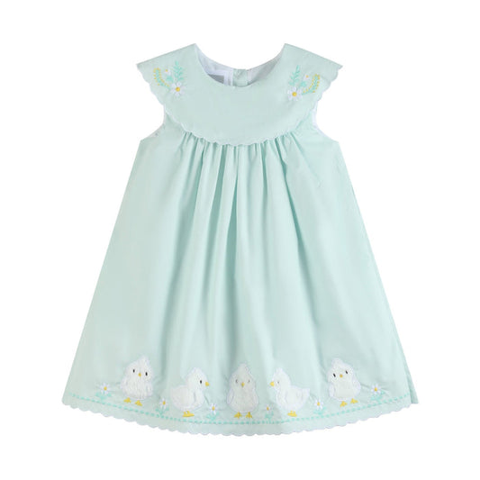 Misty Blue Fuzzy Chickies Dress - Lil Cactus