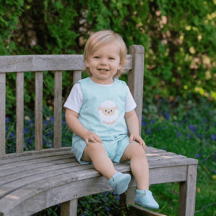 Misty Blue Fuzzy Lamb Shortalls - Lil Cactus