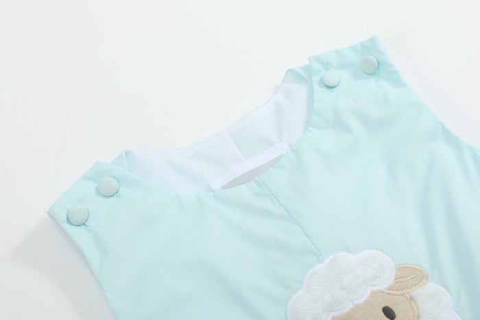 Misty Blue Fuzzy Lamb Shortalls - Lil Cactus