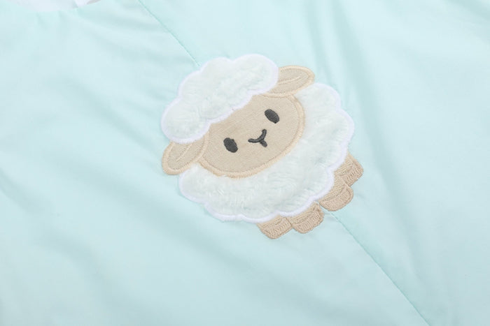 Misty Blue Fuzzy Lamb Shortalls - Lil Cactus
