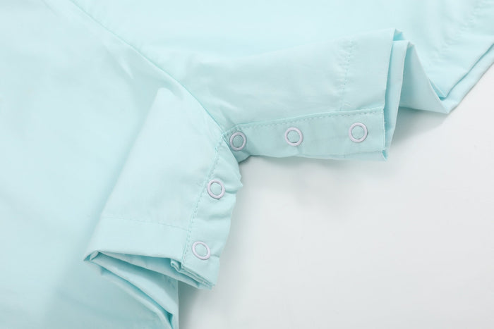 Misty Blue Fuzzy Lamb Shortalls - Lil Cactus