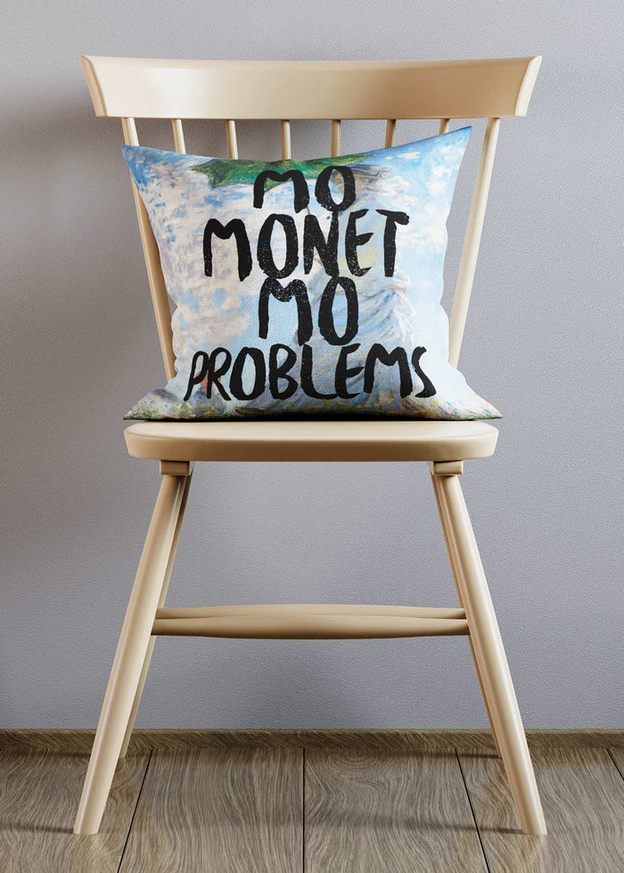 Mo Money Mo Problems Cushion in a room setting, view 2