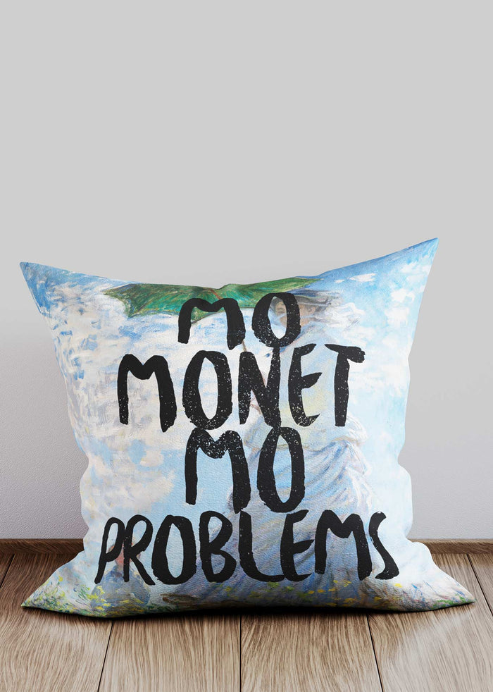 Mo Money Mo Problems Cushion in a room setting, view 1