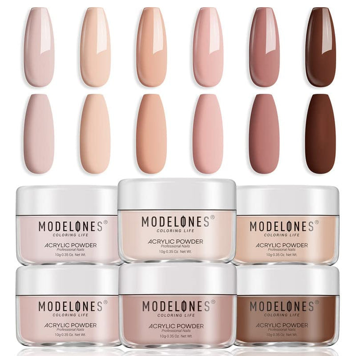 Mocha - 6Pcs Acrylic Powder Set (0.35 Oz) Acrylic Powder Set MODELONES #