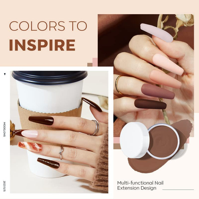 Mocha - 6Pcs Acrylic Powder Set (0.35 Oz) Acrylic Powder Set MODELONES #