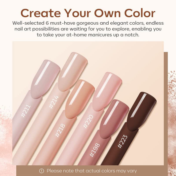 Mocha - 6Pcs Acrylic Powder Set (0.35 Oz) Acrylic Powder Set MODELONES #