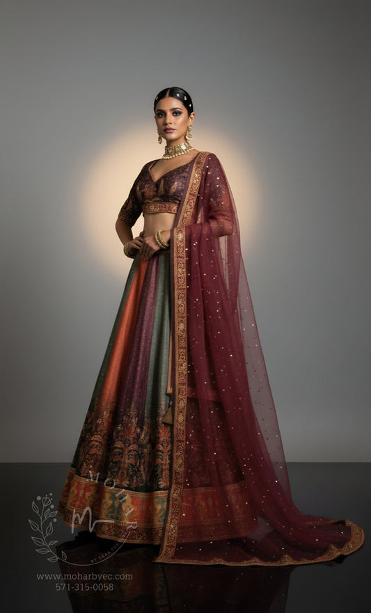 Multicolor Lehenga Choli - Jewel Tones Festive Collection