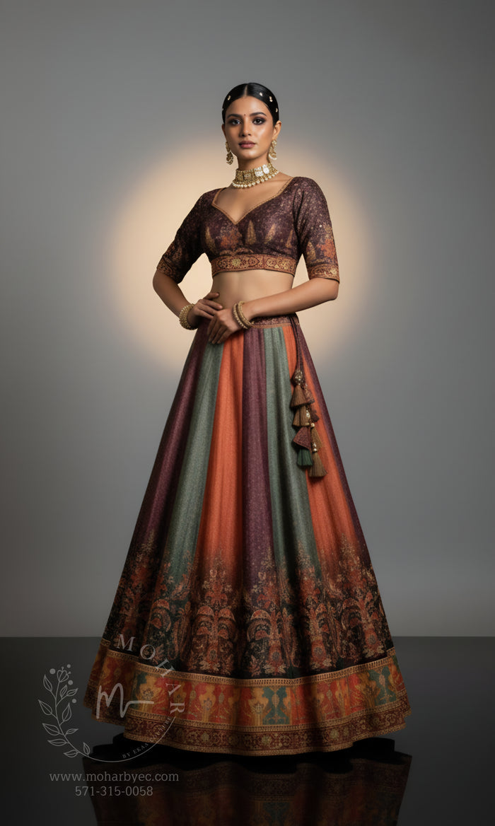 Multicolor Lehenga Choli - Jewel Tones Festive Collection