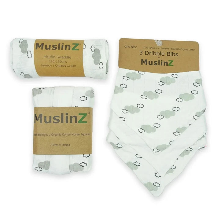 MuslinZ Bamboo/Organic Cotton Muslin Set - Grey Cloud - ebebek - Black Friday