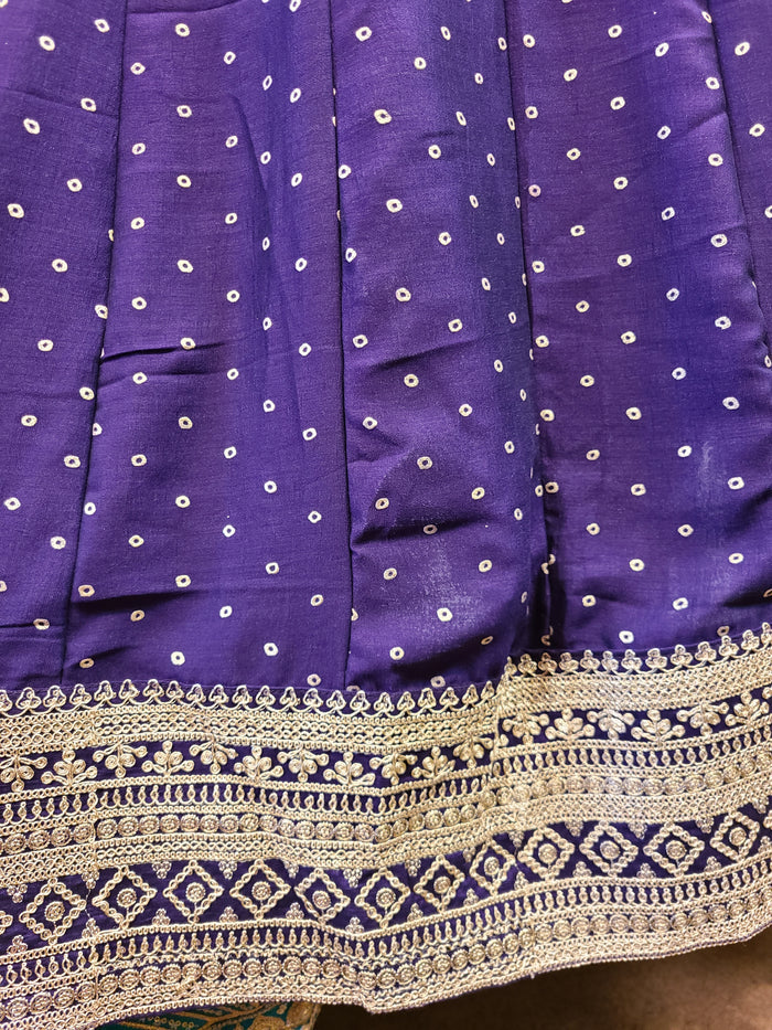Navy Blue Embroidered Anarkali Gown with Gold Detailing