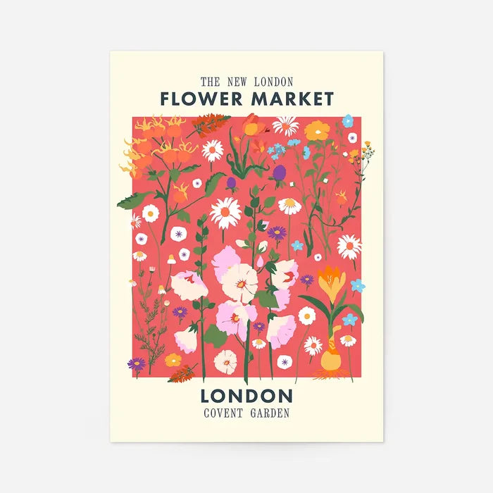 New London Flower Market Print, floral art print, unframed in neutral