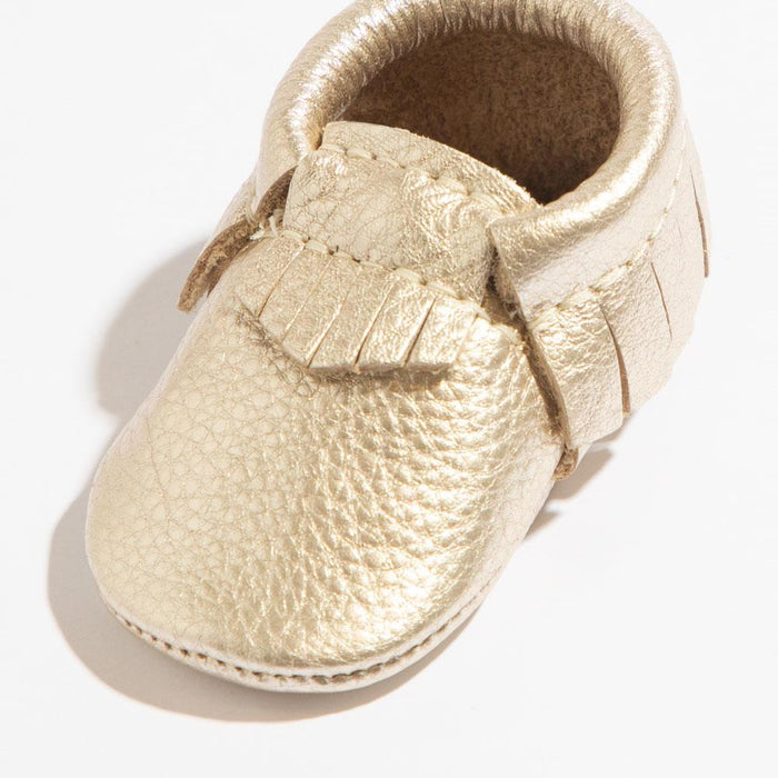 Newborn Platinum Moccasin Baby Shoe - Babies in Bloom