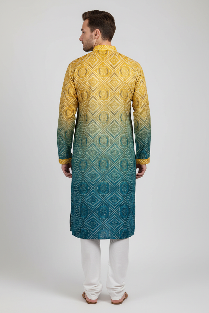 Back view – male model in ombre kurta