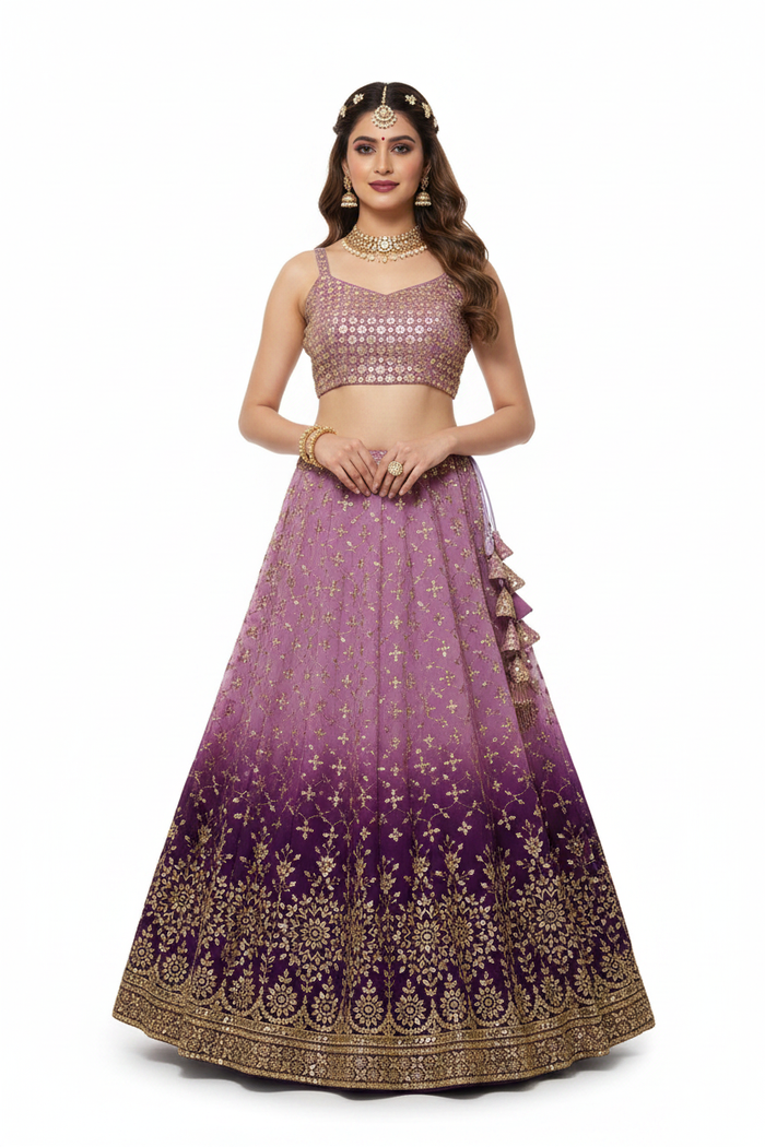 Ombre Purple Sequin Lehenga