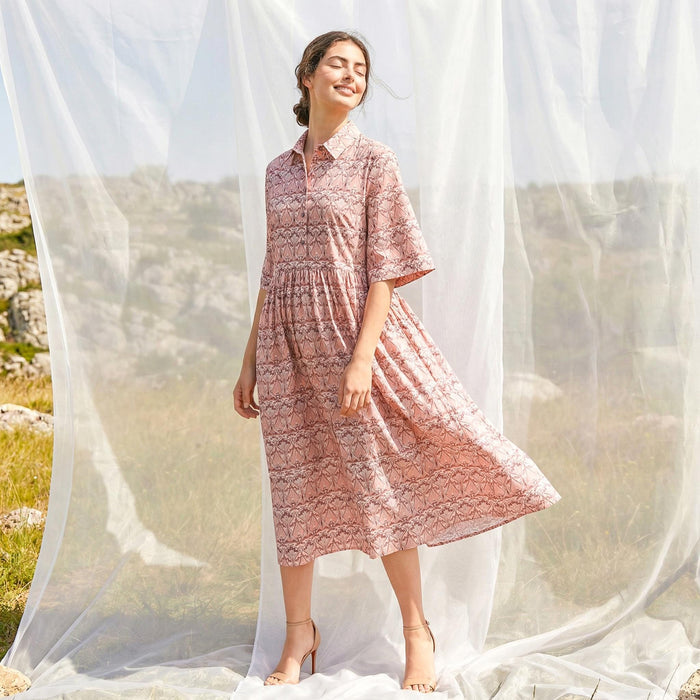 Oversize Liberty London Shirtdress, Collared Kimono Half-sleeved Dress, Handmade Botanical Cotton Clothing, Personalised Womenswear