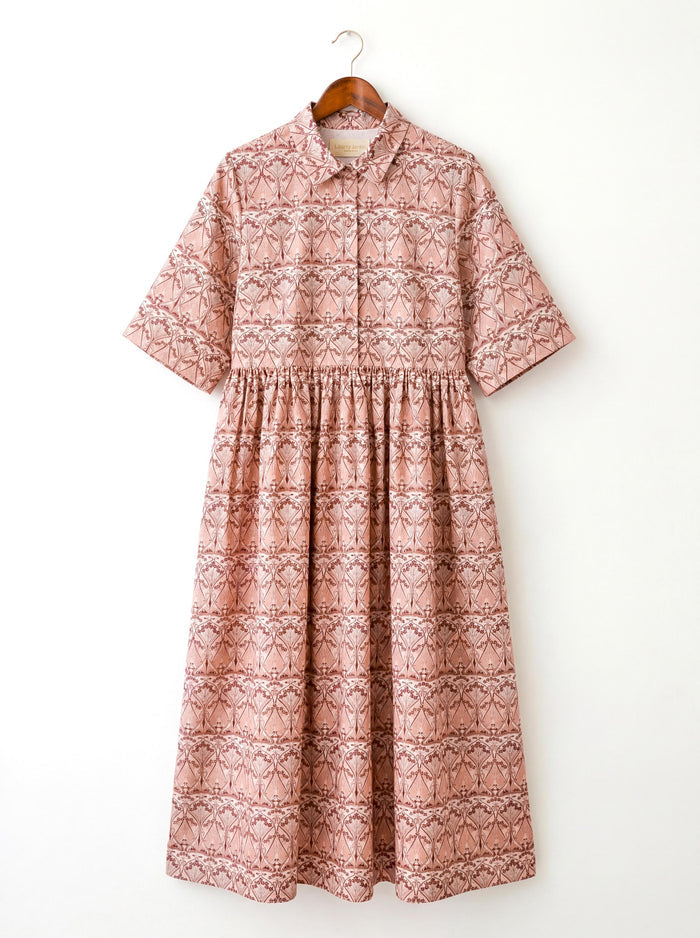 Oversize Liberty London Shirtdress, Collared Kimono Half-sleeved Dress, Handmade Botanical Cotton Clothing, Personalised Womenswear