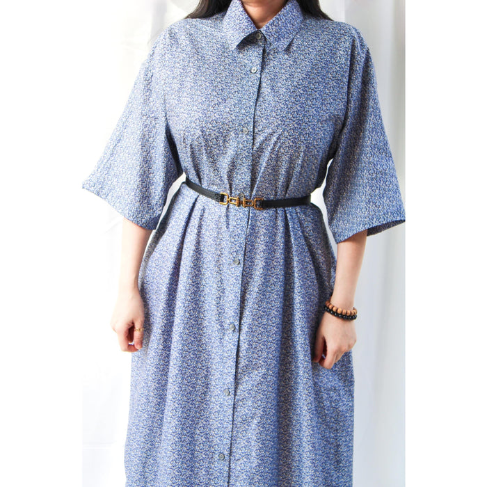 Oversize Liberty Shirt Dress Kimono 3/4 Sleeve: Button Through, Botanical Floral Print