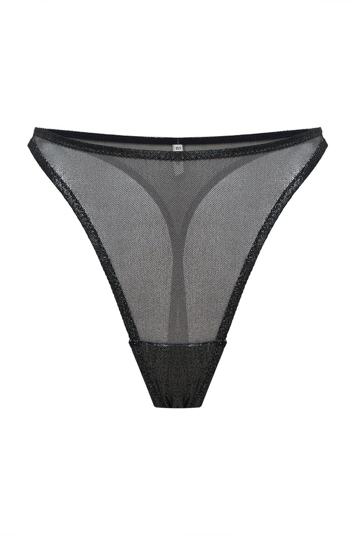 Parabola Silver Black high waisted thongs for YULIA NELSON