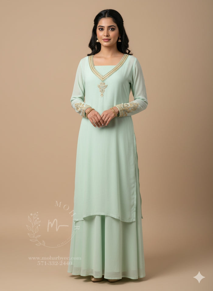 Pastel Mint Green Indo-Western
