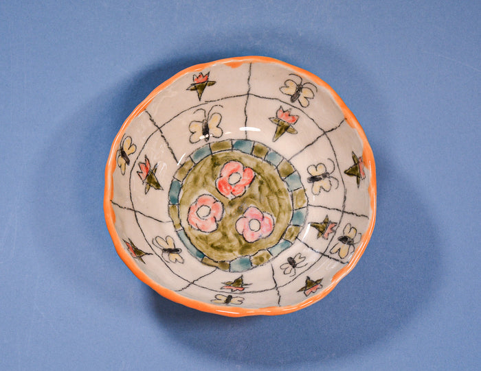 Pattern Flowers Handbuilt Bowl