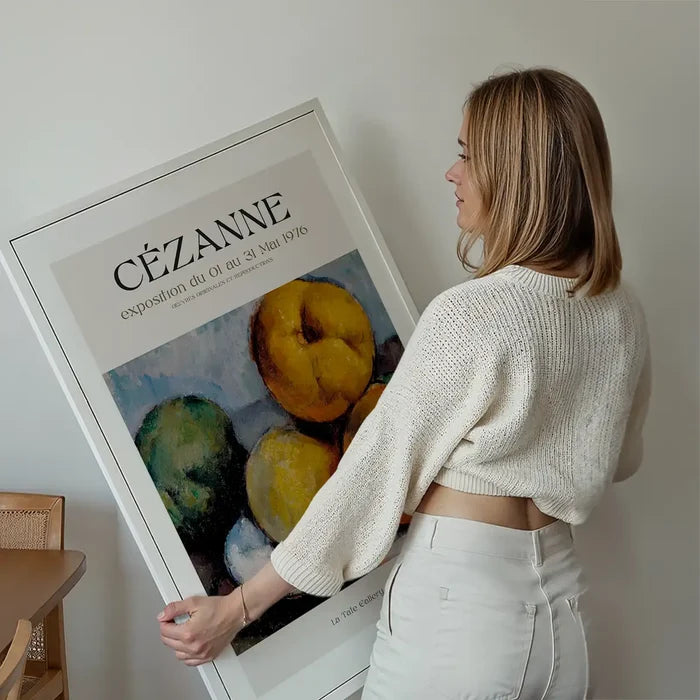 Paul Cézanne Exhibition Museum Poster held up against a living room wall