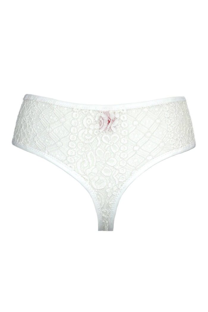 Paulette ivory high-waisted thongs - yesUndress