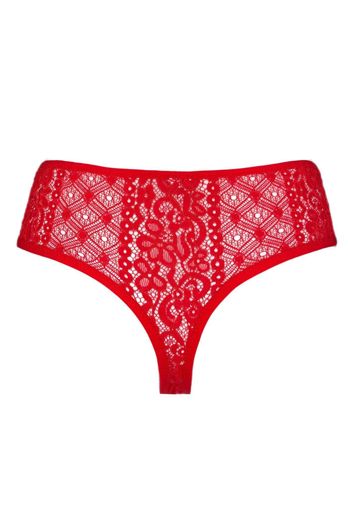 Paulette Red high-waisted thongs - yesUndress