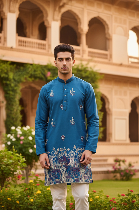 Front Pose – Teal Kurta Editorial