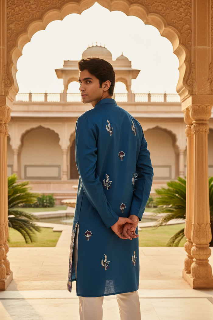 Back Pose – Teal Kurta Editorial