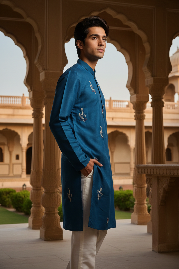 Side Pose – Teal Kurta Editorial