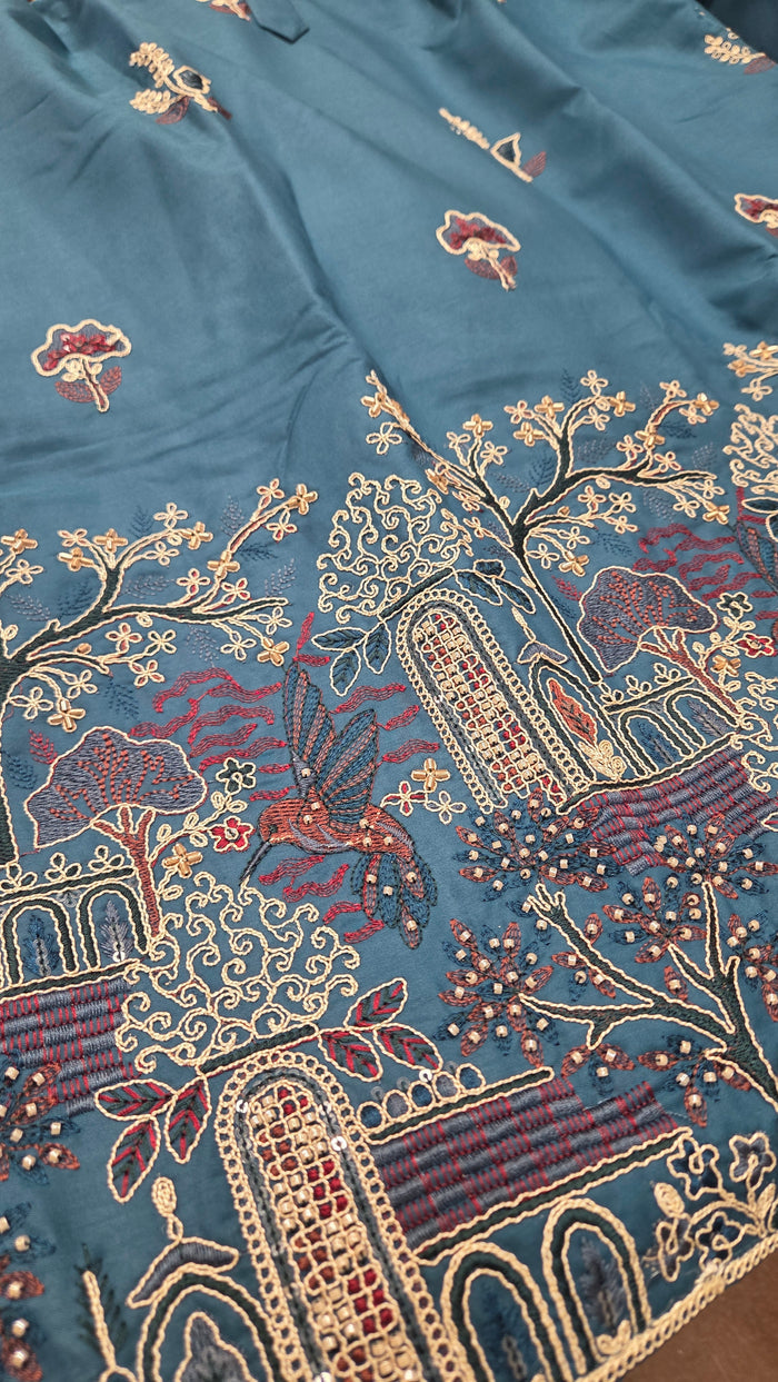 Peacock Teal Silk Kurta