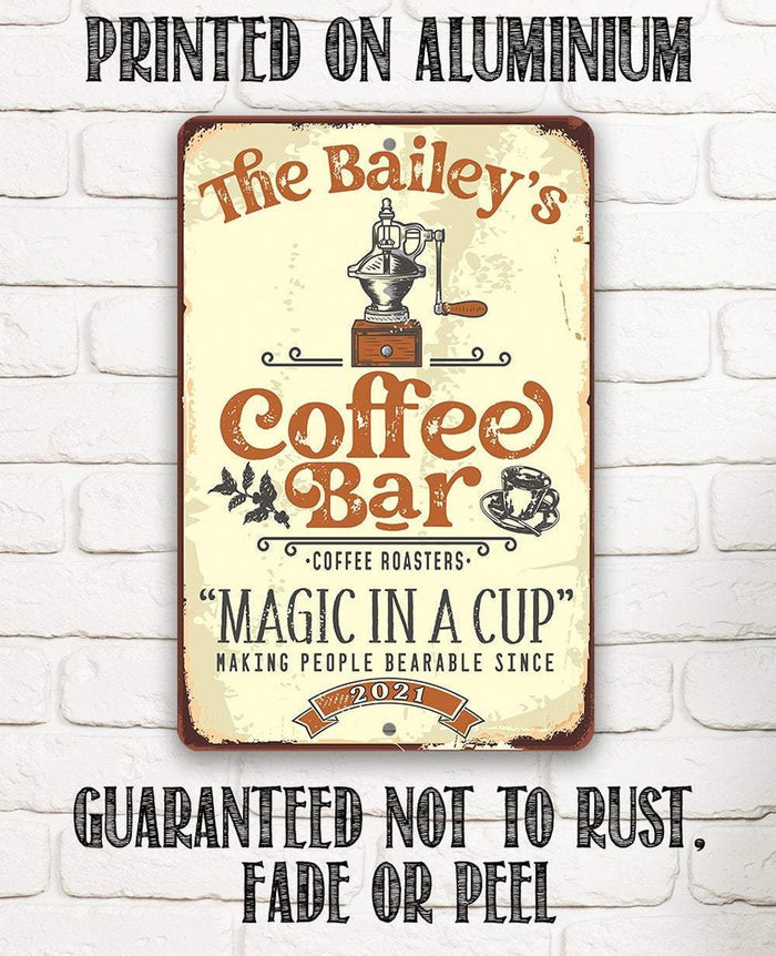 Personalized - Coffee Bar Magic In A Cup - Metal Sign | Lone Star Art.