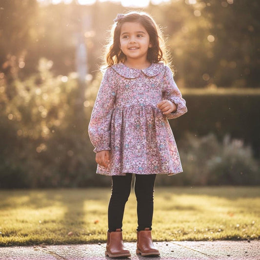 Peter Pan Collar Liberty Girl Blouse: Long Sleeve, Cotton Floral Print