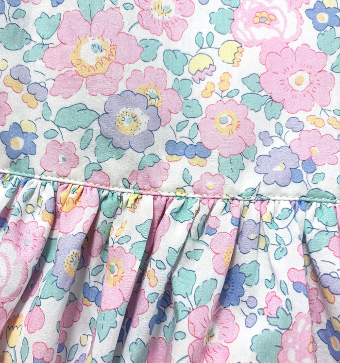 Pinafore Liberty London Sun Dress, Handmade Children-wear, Sleeveless Floral-Print Dress, Sustainable Eco-friendly Heirloom Clothing