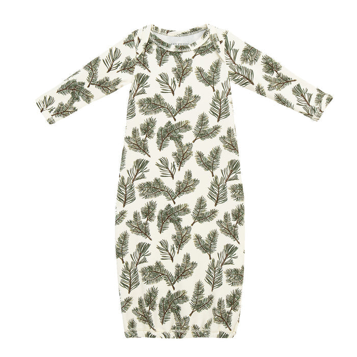Pine Brushed Newborn Gown & Hat Set - Babies in Bloom