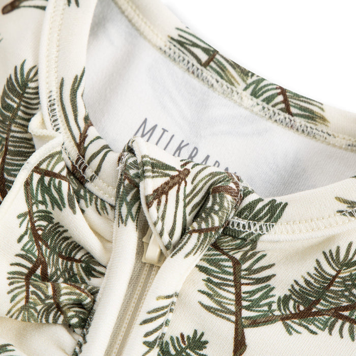 Pine Brushed Ruffle Footed Romper